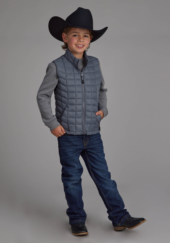 BOYS SILVER BLUE PARACHUTE ZIPPER VEST