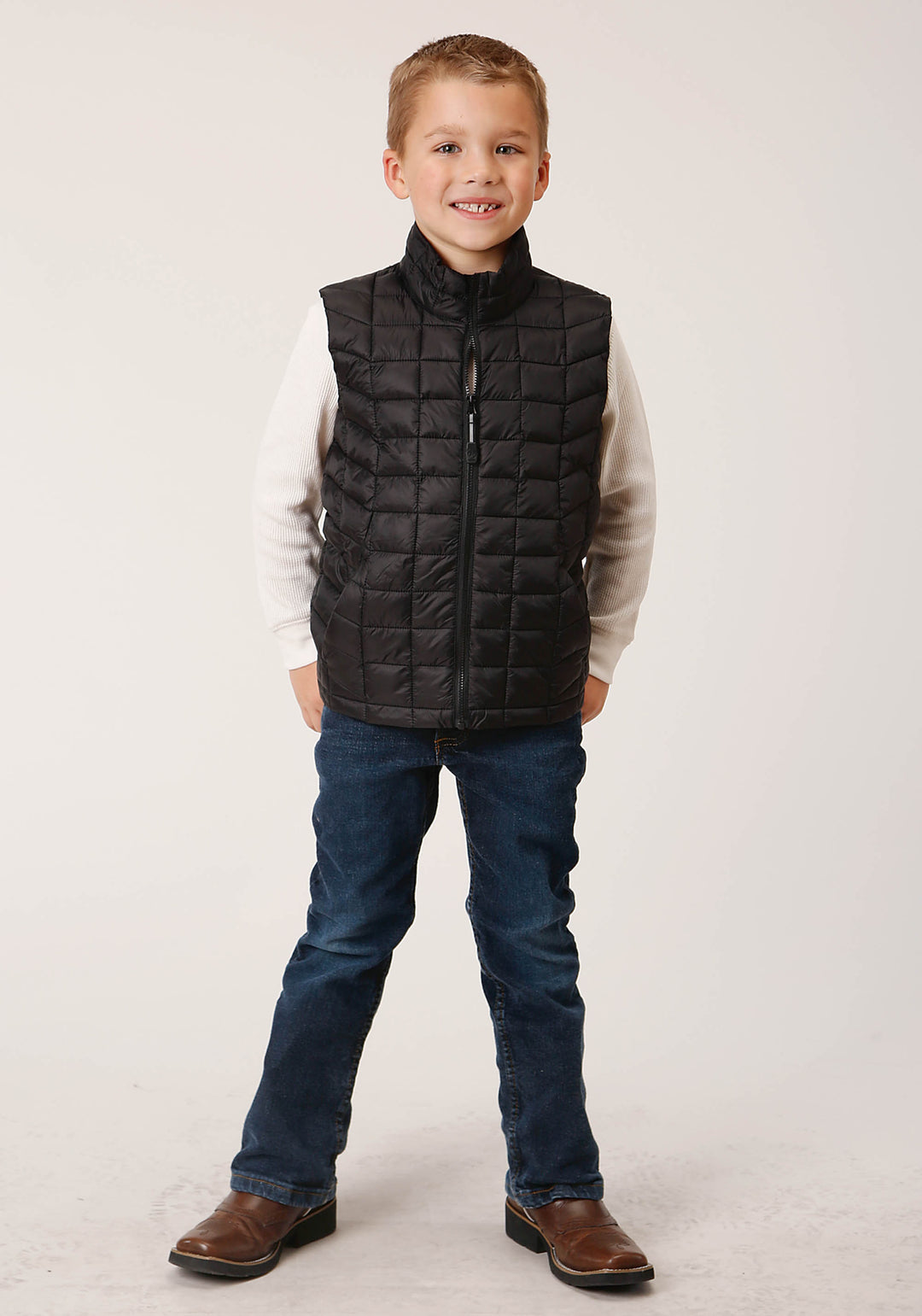 BOYS  BLACK NYLON PARACHUTE DOWN VEST