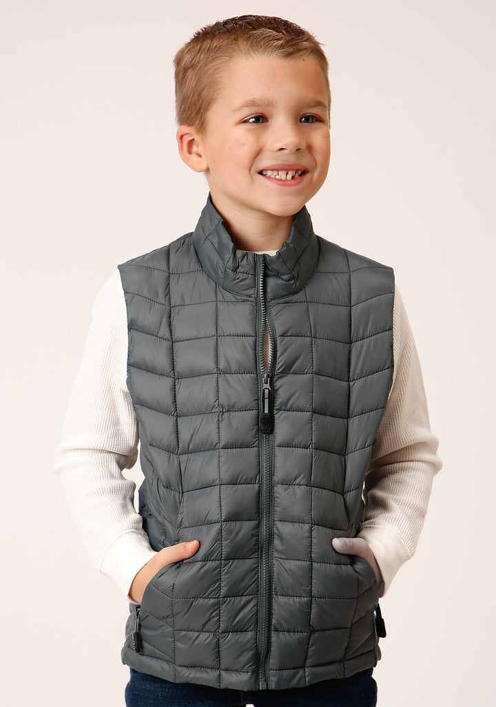 BOYS  SILVER SAGE NYLON PARACHUTE DOWN VEST