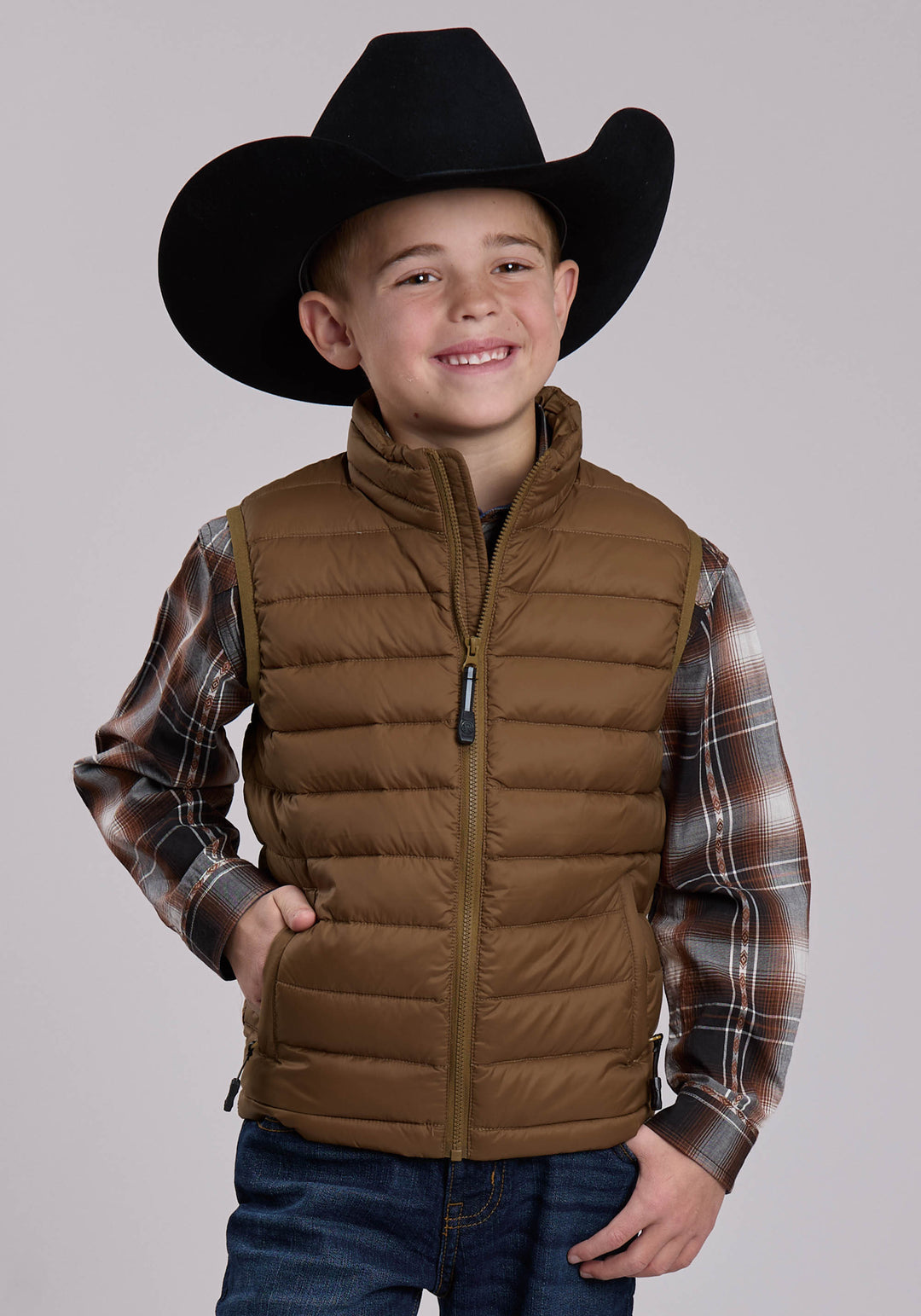 BOYS ROPER CRUSHABLE DOWN FILLED WESTERN VEST