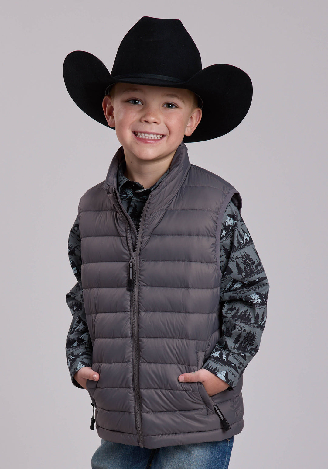 BOYS ROPER CRUSHABLE DOWN FILLED WESTERN VEST