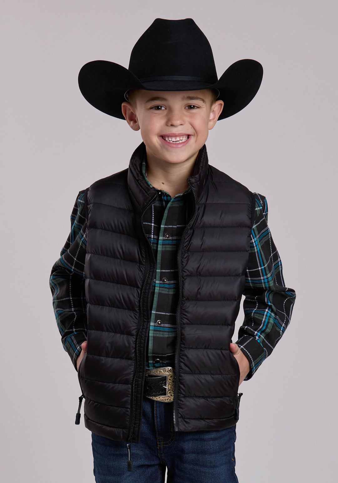 Boys Roper Crushable Down Filled Western Vest