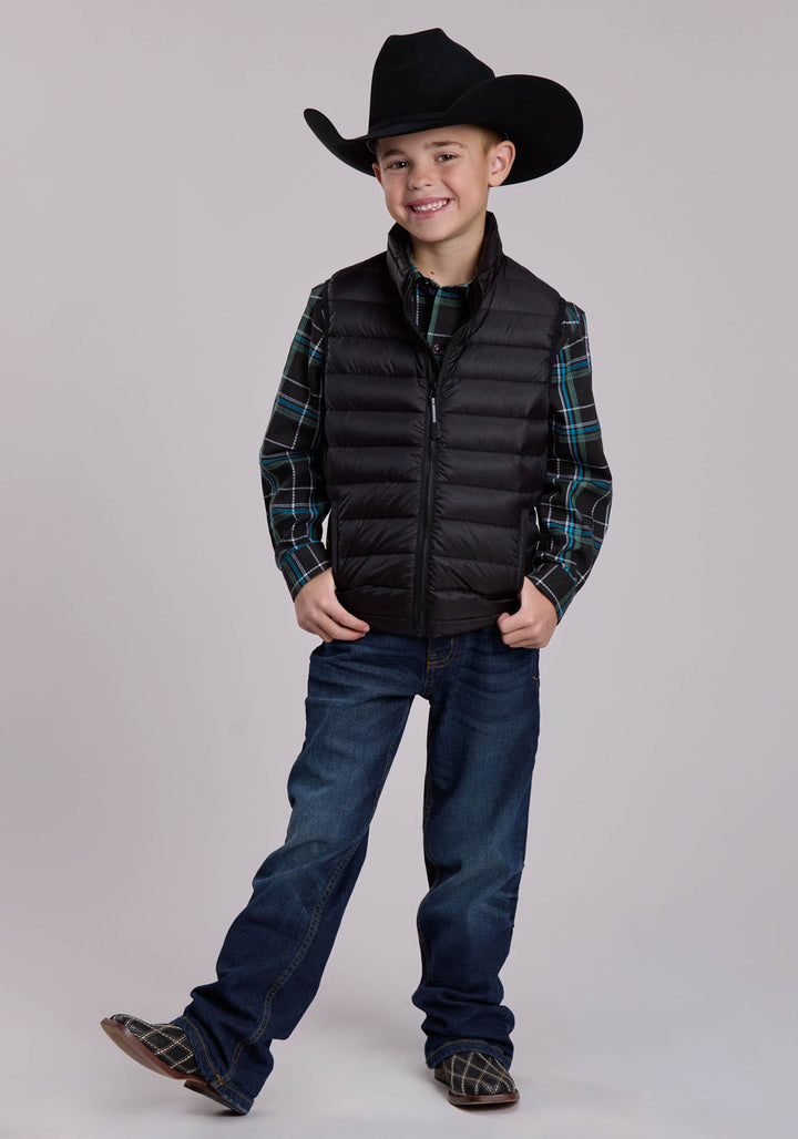 Boys Roper Crushable Down Filled Western Vest