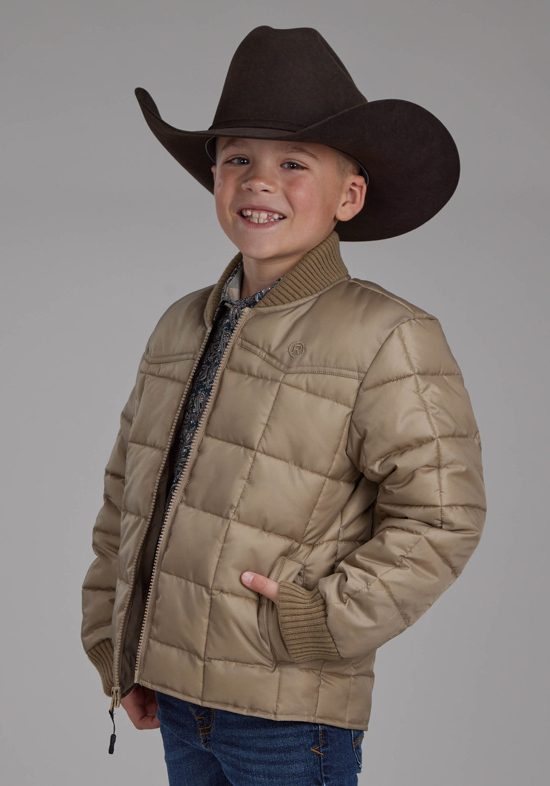 BOYS KHAKI ZIPPER JACKET