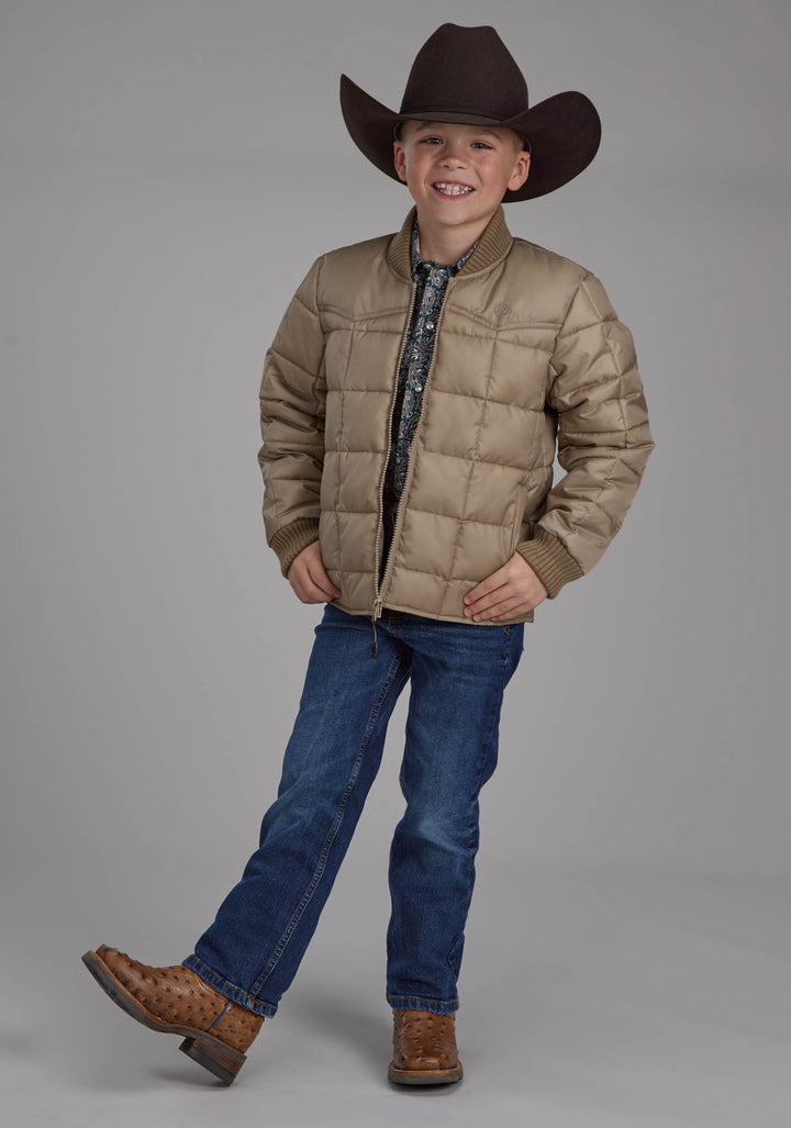 BOYS KHAKI ZIPPER JACKET