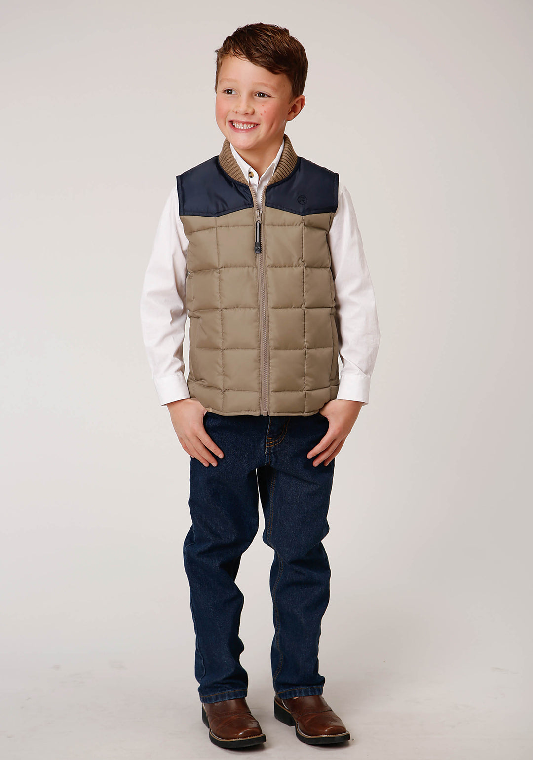 BOYS  QUILTED POLY WITH POLY FILL VEST POLY FILLED WESTERN VEST