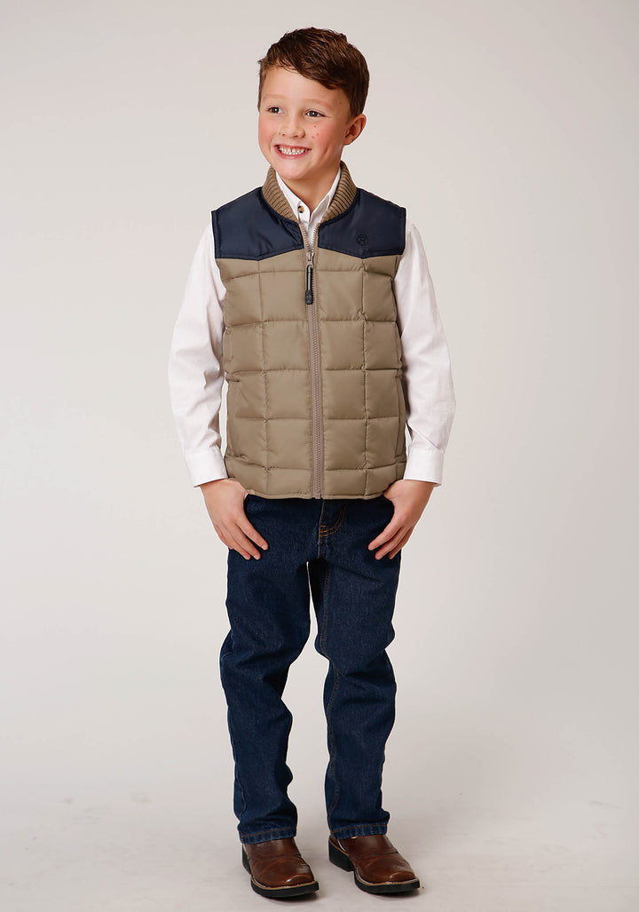 BOYS  QUILTED POLY WITH POLY FILL VEST POLY FILLED WESTERN VEST