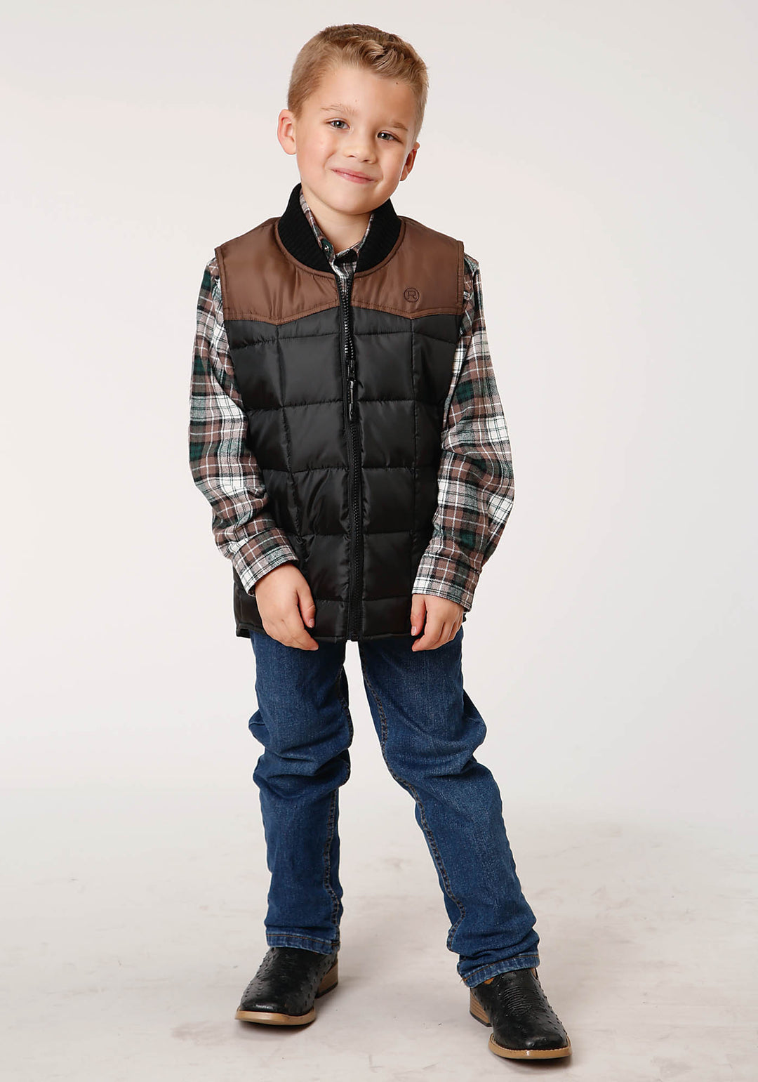 BOYS  QUILTED POLYFILLED VEST POLY FILLED WESTERN VEST