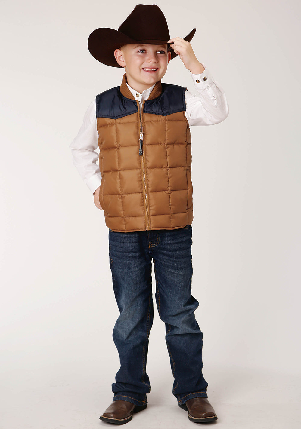BOYS  QUILTED POLYFILLED VEST POLY FILLED WESTERN VEST