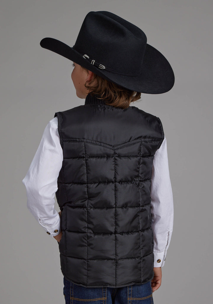 BOYS BLACK ZIPPER VEST
