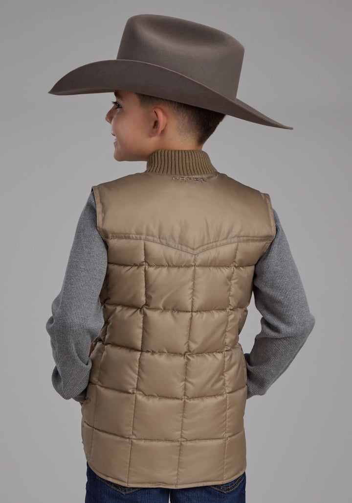 BOYS KHAKI ZIPPER VEST