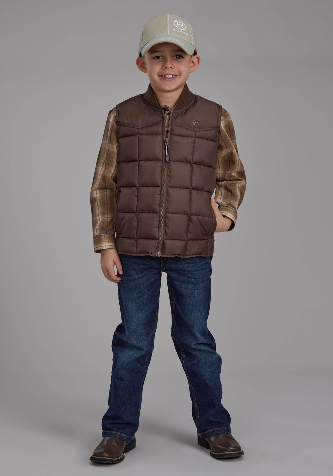 BOYS CHOCOLATE ZIPPER VEST