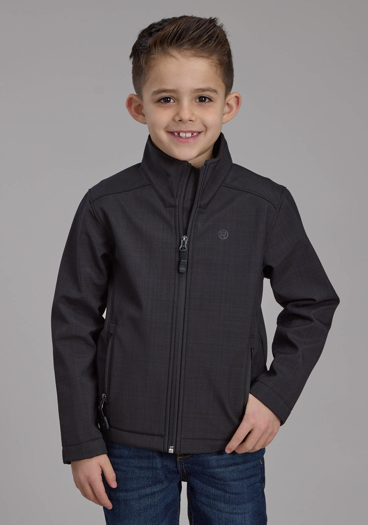BOYS CHARCOAL HEATHER WITH BLACK FLEECE ZIPPER JACKET