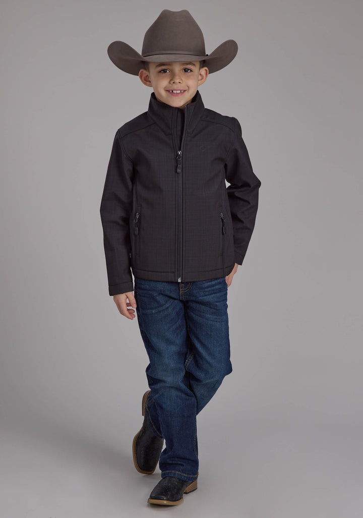 BOYS CHARCOAL HEATHER WITH BLACK FLEECE ZIPPER JACKET
