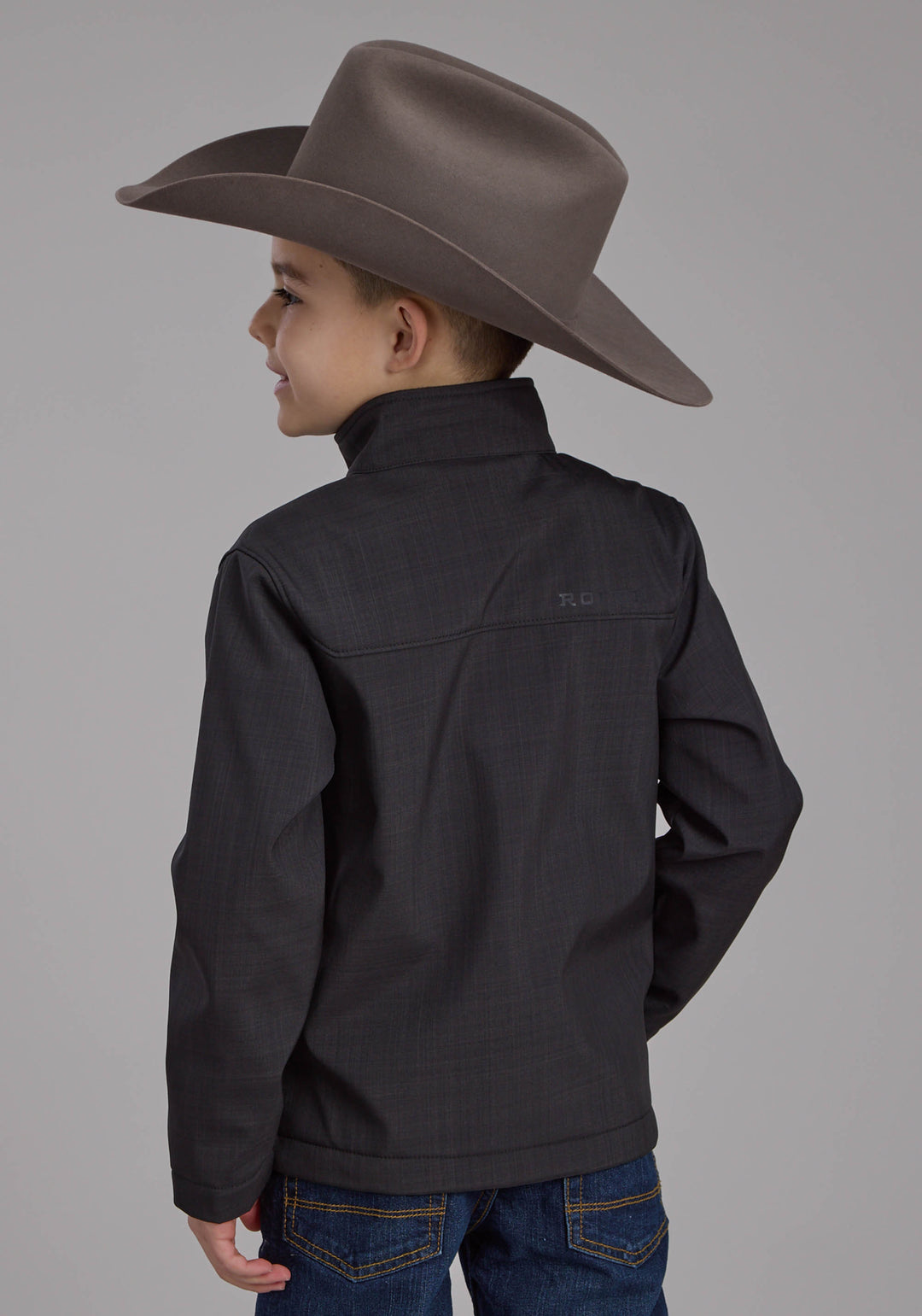 BOYS CHARCOAL HEATHER WITH BLACK FLEECE ZIPPER JACKET