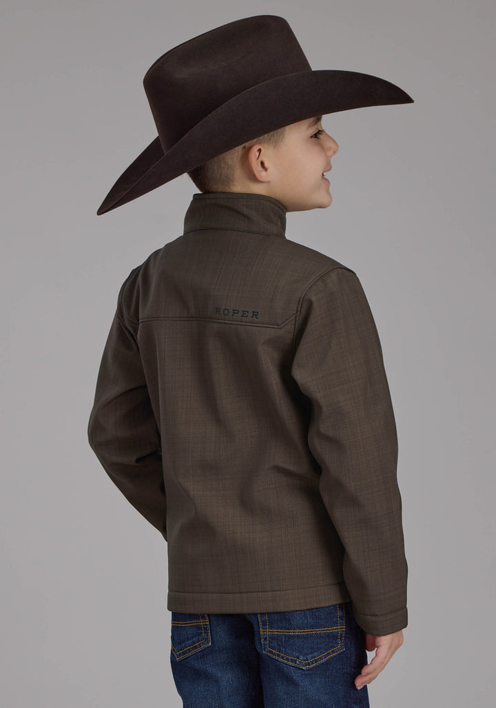 BOYS CHOCOLATE HEATHER WITH BLACK FLEECE ZIPPER JACKET