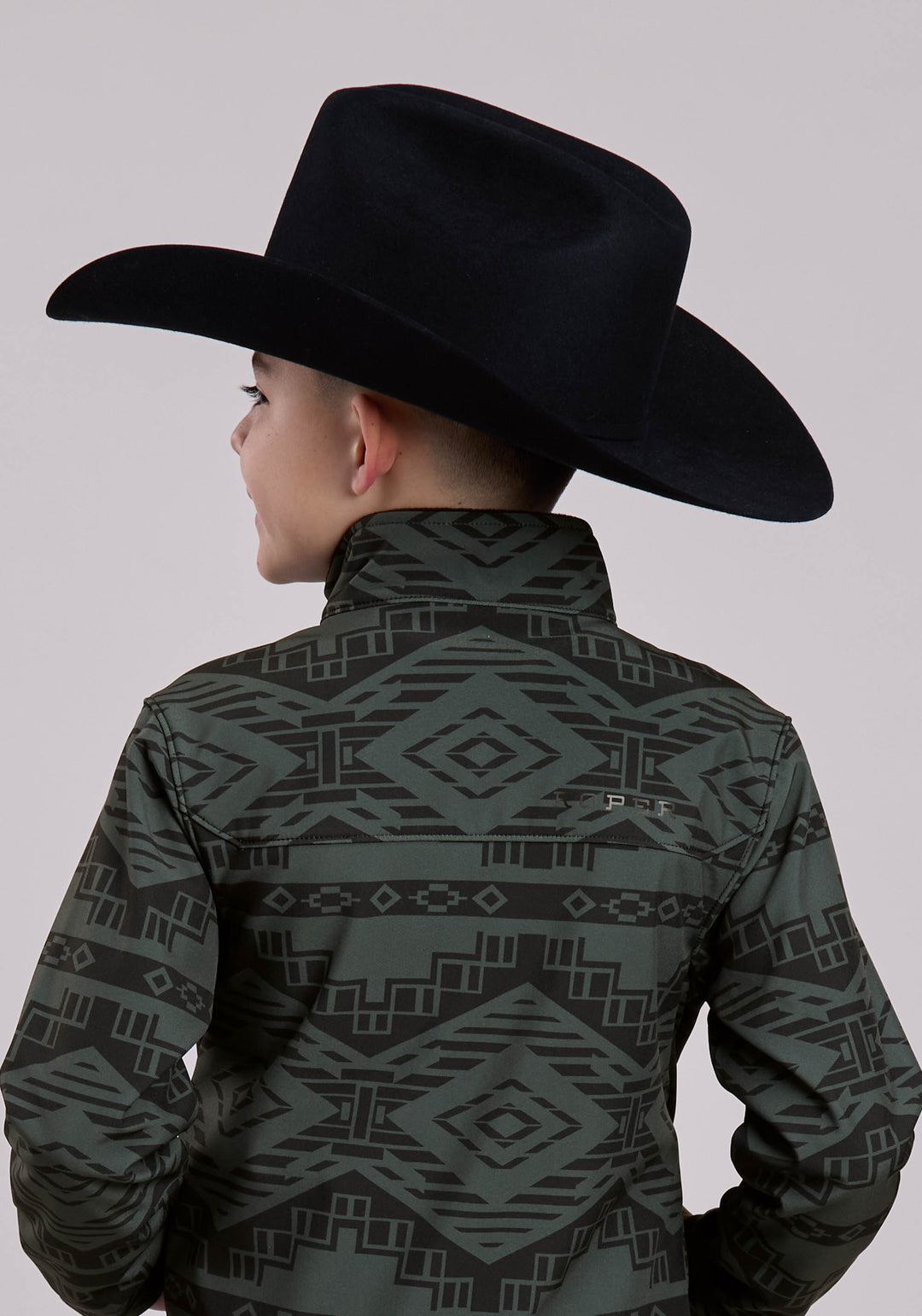 BOYS ROPER CHARCOAL  BLACK AZTEC PRINT JACKET