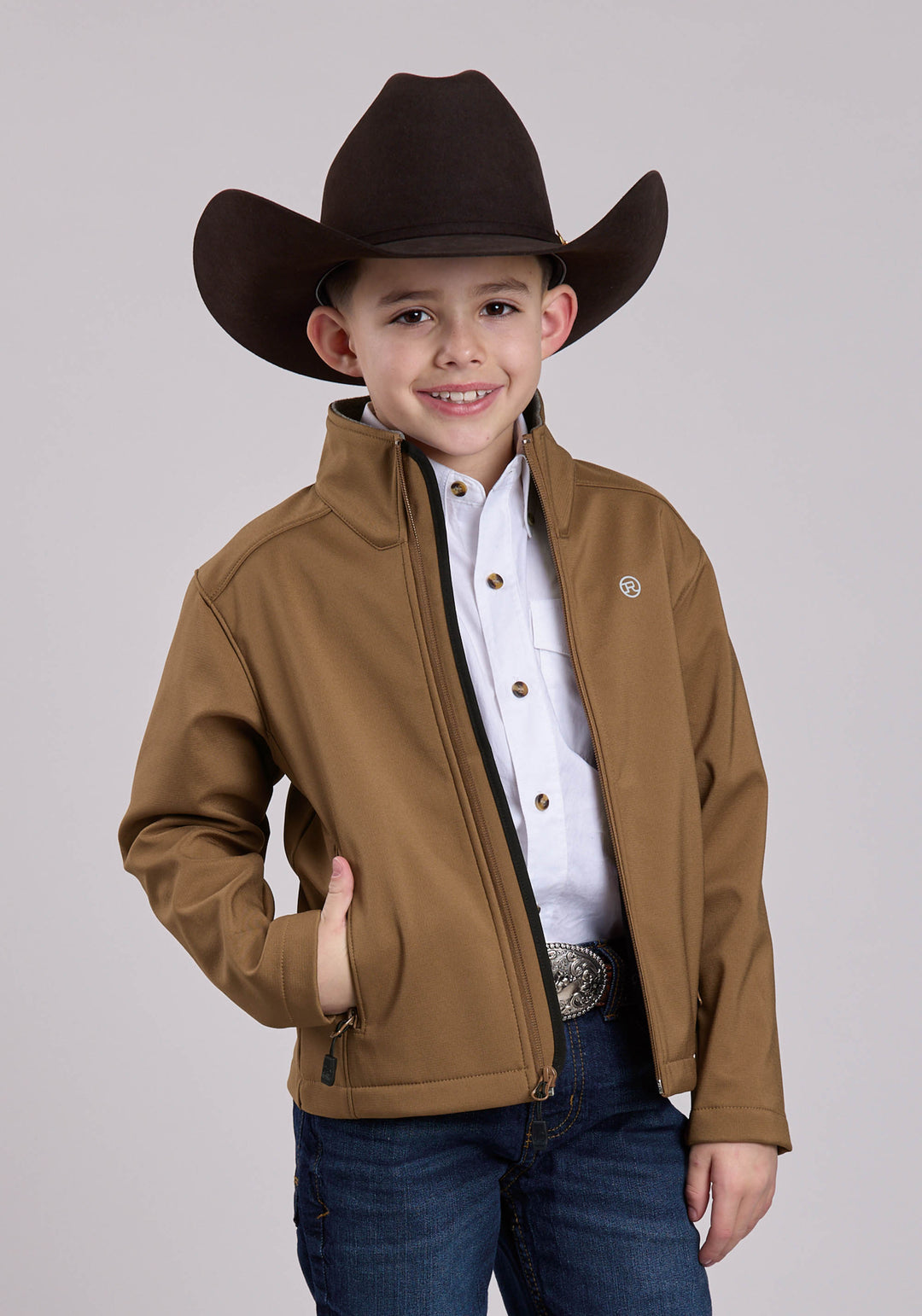 BOYS JACKET ZIPPER RIPSTOP TOBACCO WESTERN JACKET