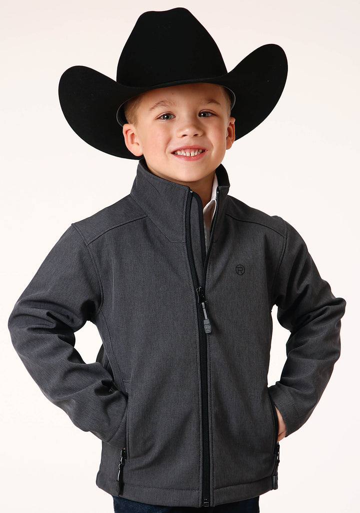 BOYS  HEATHER GREY SOFT SHELL TECH JACKET