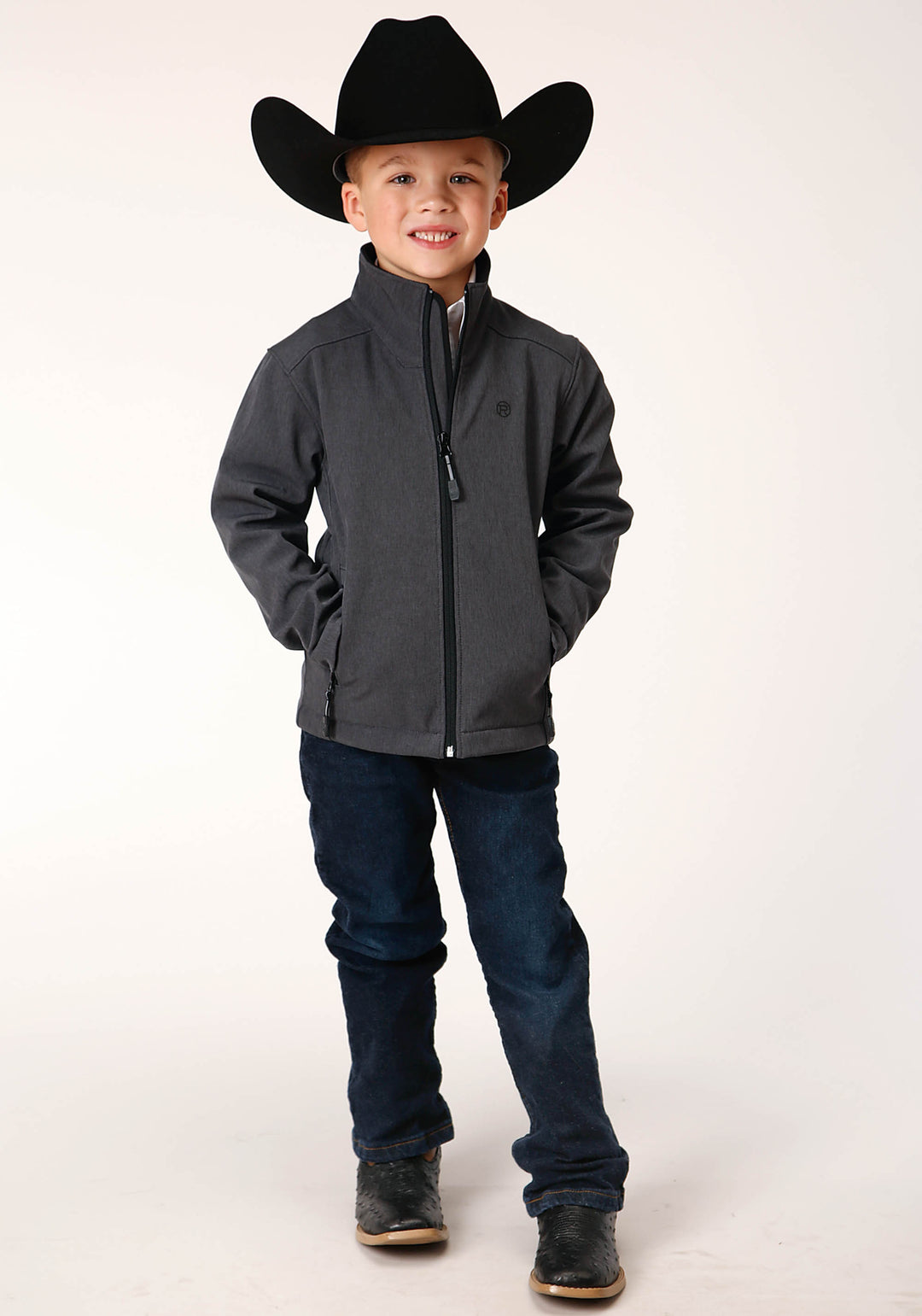 BOYS  HEATHER GREY SOFT SHELL TECH JACKET