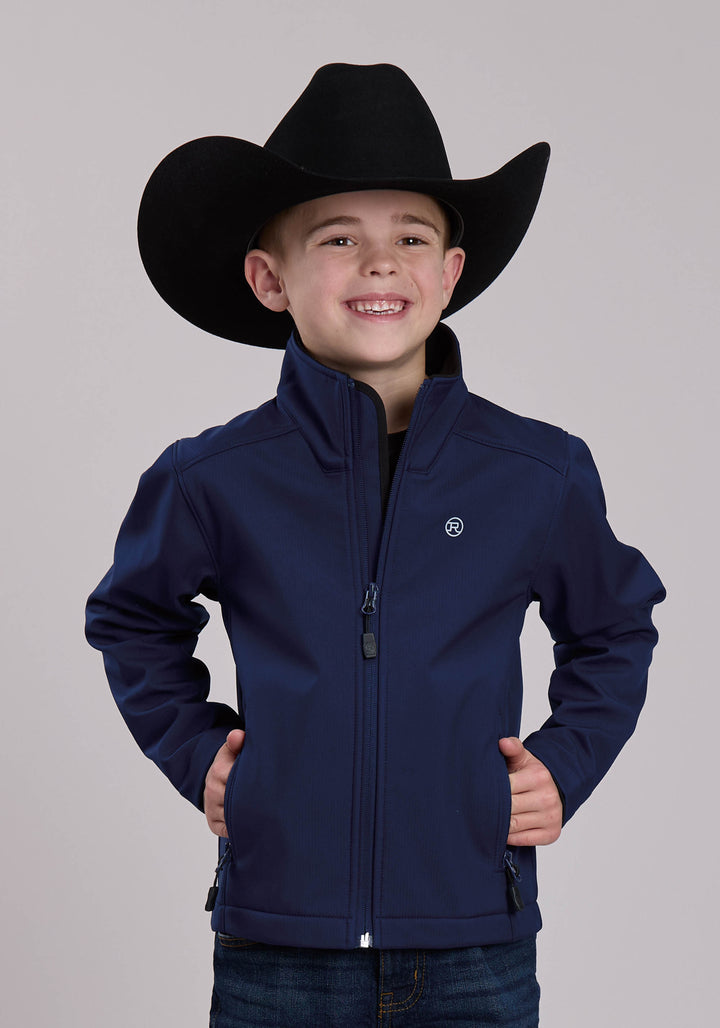 BOYS ROPER NAVY WINDOWPANE SOFTSHELL WESTERN JACKET