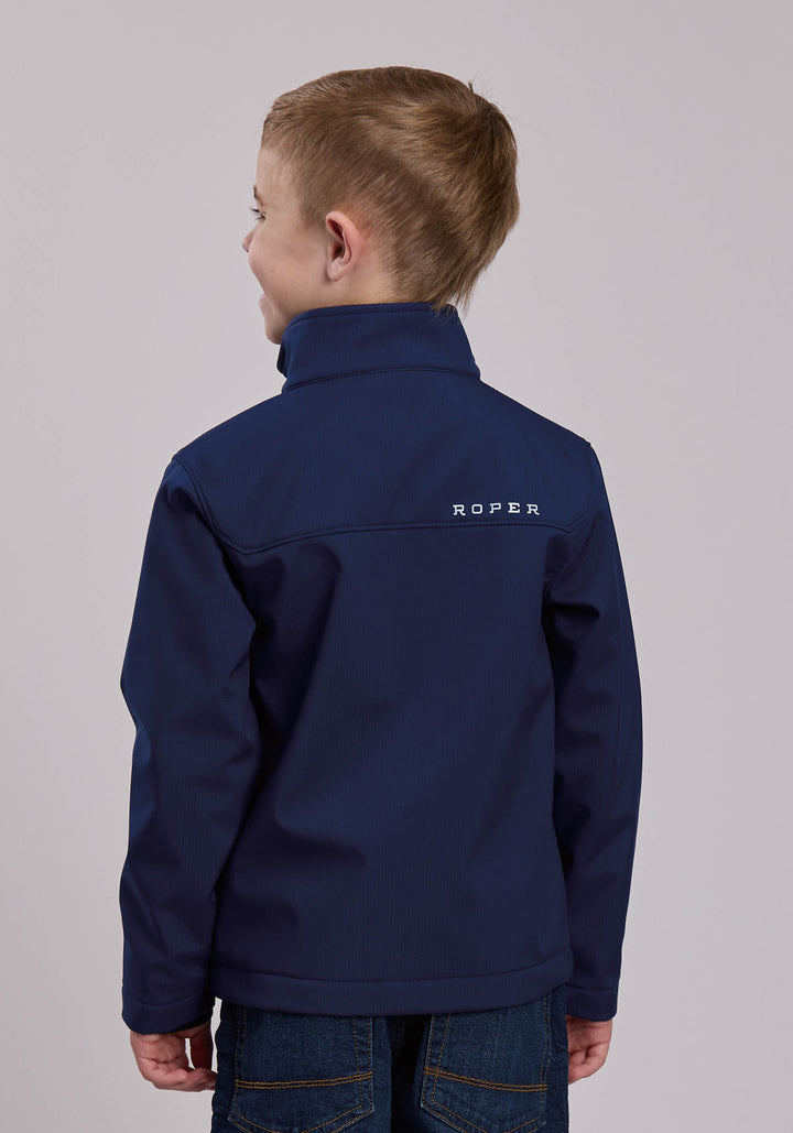 BOYS ROPER NAVY WINDOWPANE SOFTSHELL WESTERN JACKET
