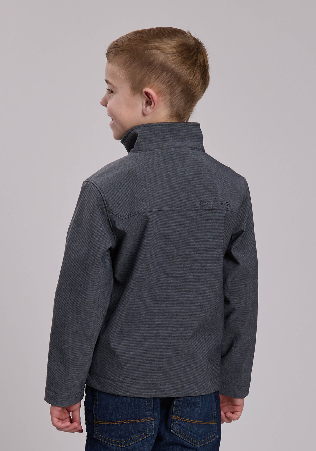 BOYS ROPER TEXTURED CHARCOAL SOFTSHELL WESTERN JACKET