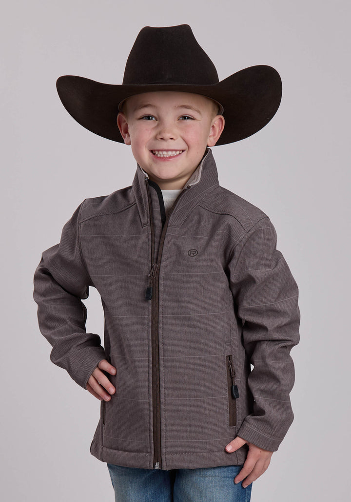 BOYS ROPER COFFEE STRIPE SOFTSHELL WESTERN JACKET