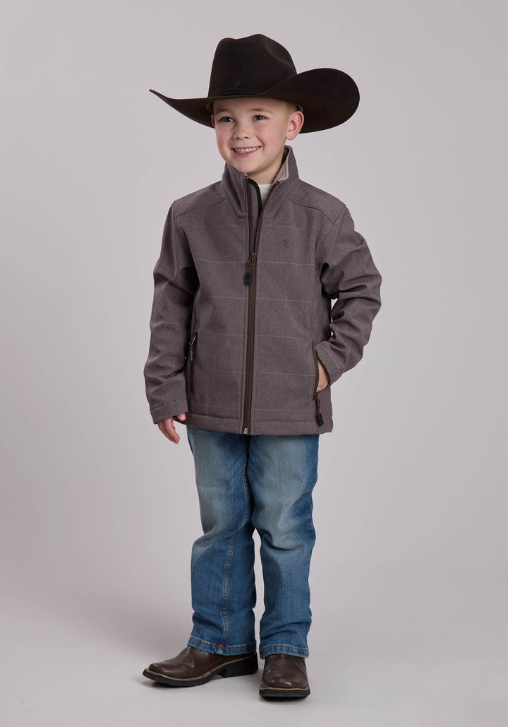 BOYS ROPER COFFEE STRIPE SOFTSHELL WESTERN JACKET
