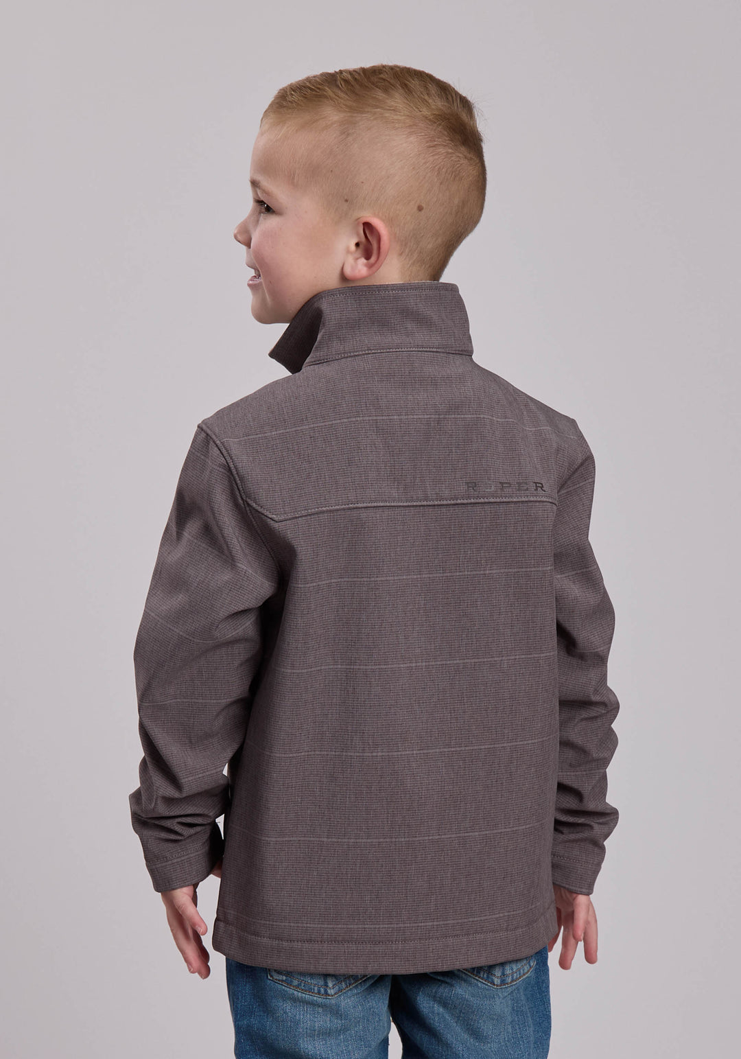 BOYS ROPER COFFEE STRIPE SOFTSHELL WESTERN JACKET