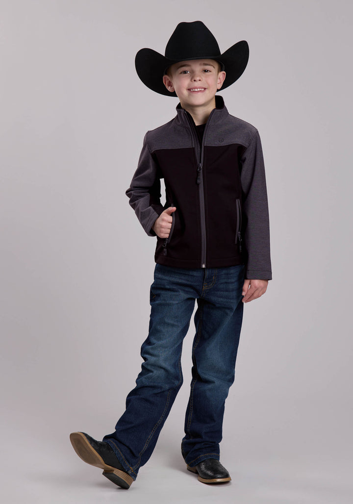 BOYS ROPER CHARCOAL GREY AND BLACK COMBO WESTERN JACKET