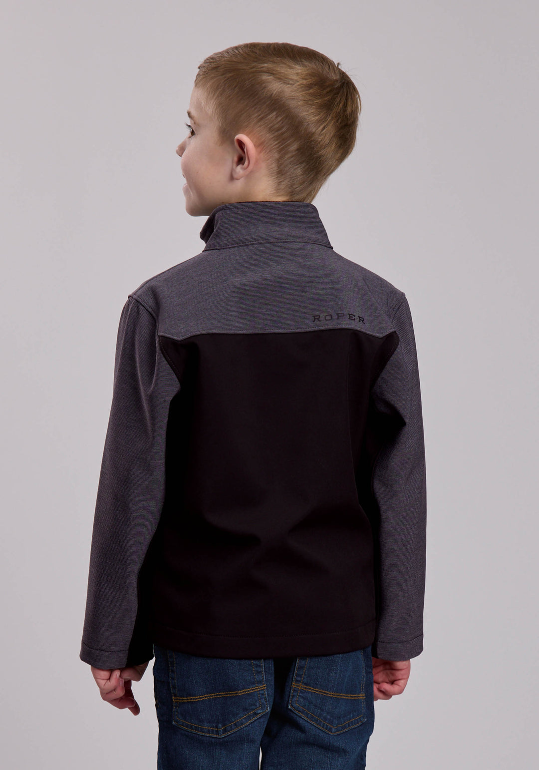 BOYS ROPER CHARCOAL GREY AND BLACK COMBO WESTERN JACKET