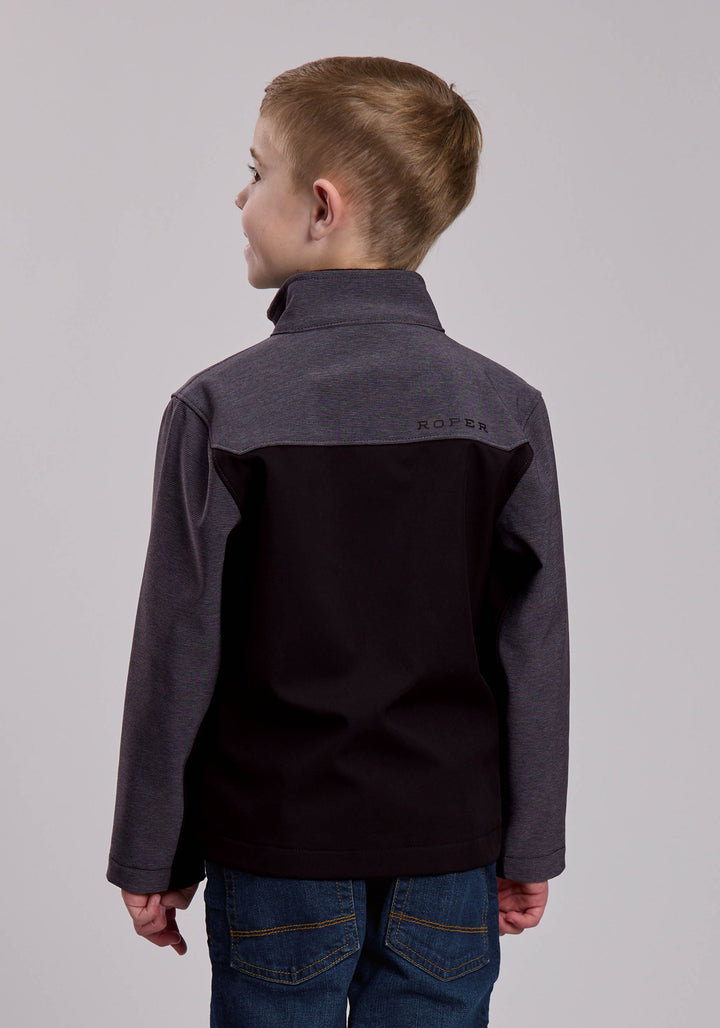 BOYS ROPER CHARCOAL GREY AND BLACK COMBO WESTERN JACKET