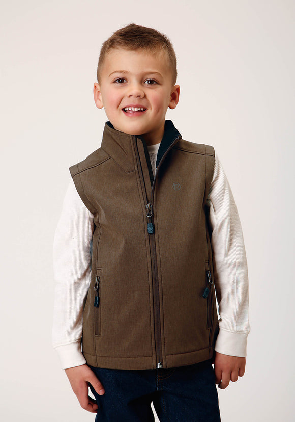 BOYS  HEATHER MOCHA SOFT SHELL TECH VEST