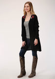 WOMENS BLACK WITH WILD WEST EMBROIDERY LONG SLEEVE CARDIGAN