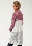 WOMENS MULTI COLORED FLORAL LONG SLEEVE DUSTER