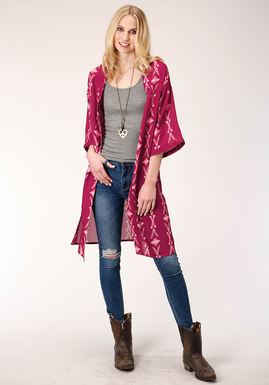 WOMENS  WINE AZTEC PRINT SHORT SLEEVE  CARDIGAN