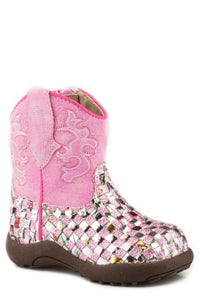 INFANT GIRLS PINK MULTICOLOR GLITTER COWBABY