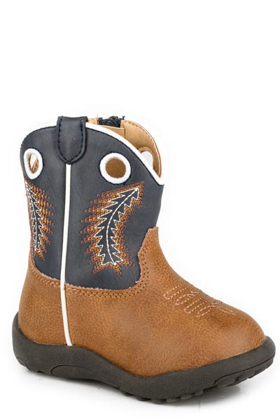 INFANTS BOYS TAN FAUX LEATHER VAMP