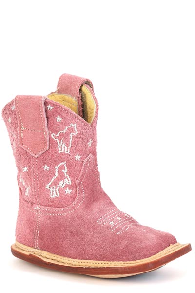 INFANTS GIRLS PINK SUEDE VAMP AND SHAFT