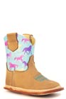 GIRLS ROPER TAN SOFT LEATHER VAMP HORSES BOOTS