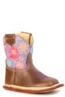 GIRLS ROPER BURNISH BROWN LEATHER VAMP FLOWER GIRL BOOTS