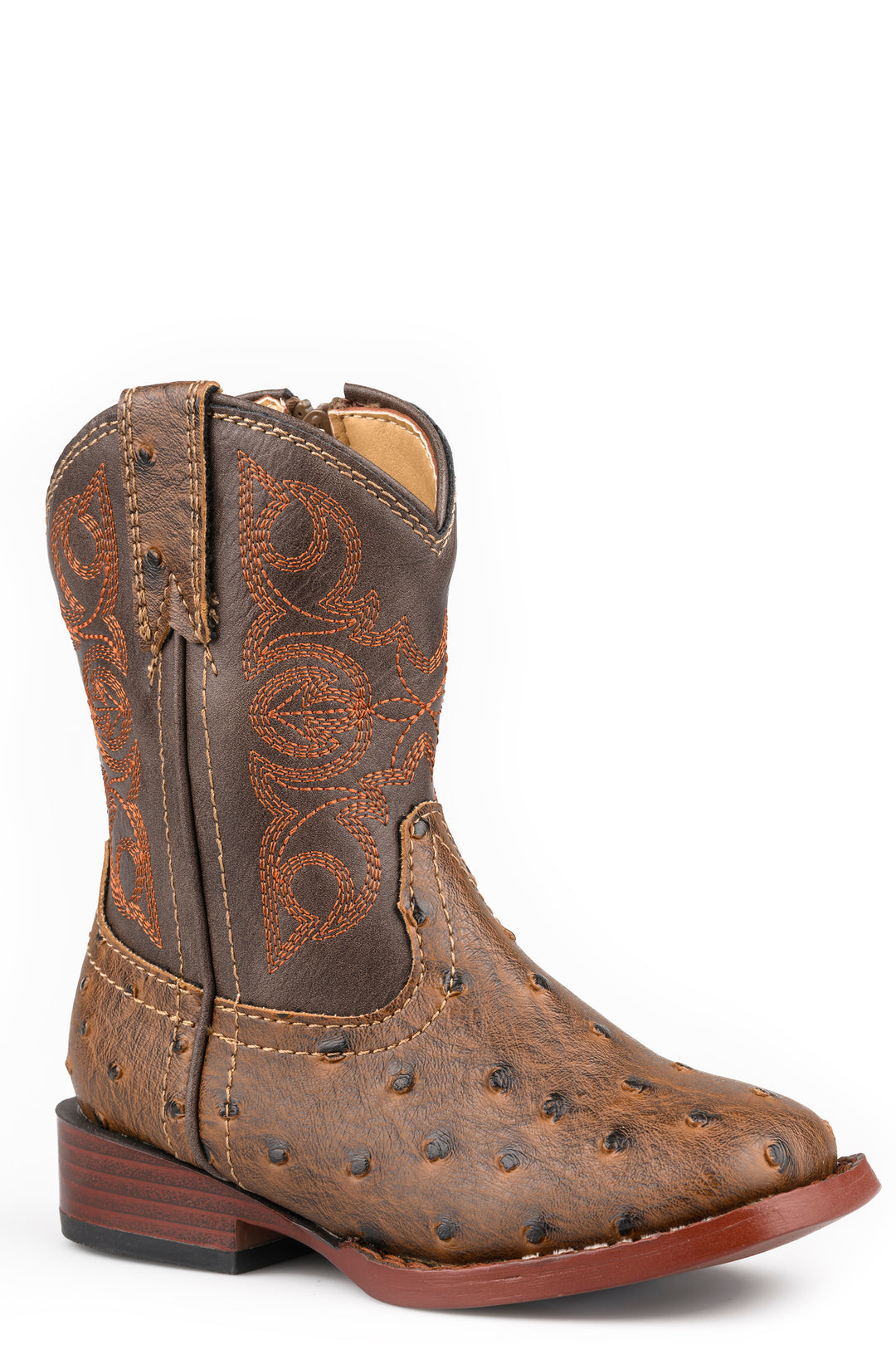 TODDLERS BOYS ROPER WESTERN BROWN FAUX LEATHER LUKE BOOT