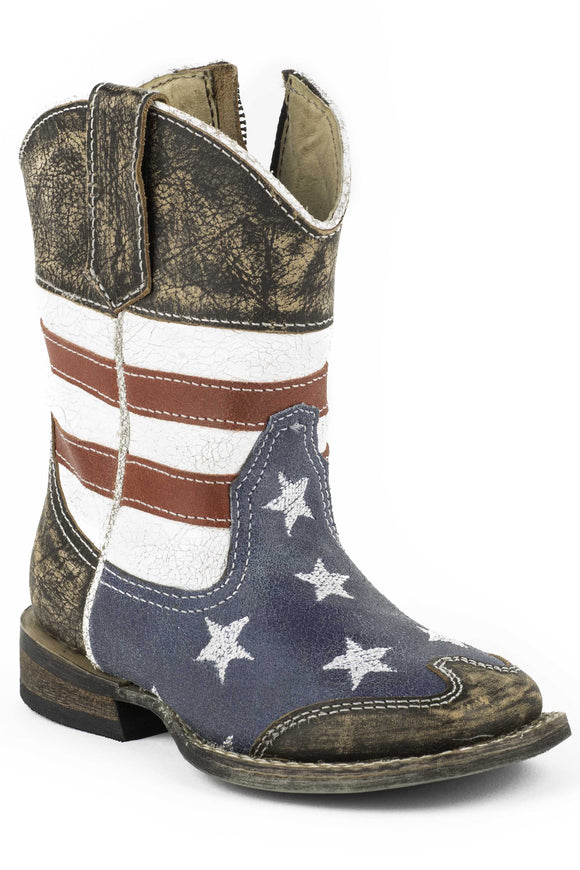 BOYS TODDLER AMERICAN FLAG WITH SANDED LEATHER