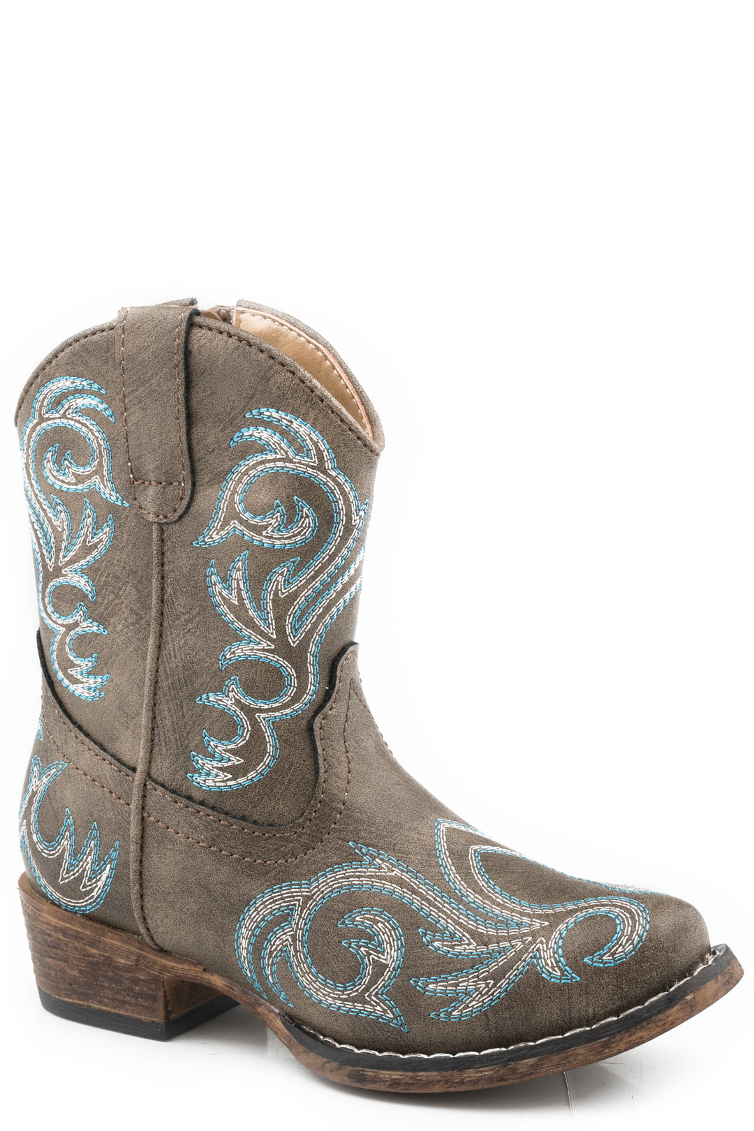 GIRLS TODDLER BROWN WITH ALL OVER EMBROIDERY