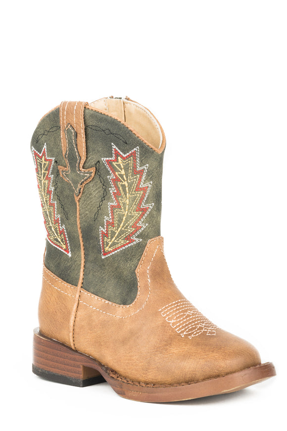 BOYS TODDLER TAN AND GREEN WITH ARROW EMBROIDERY