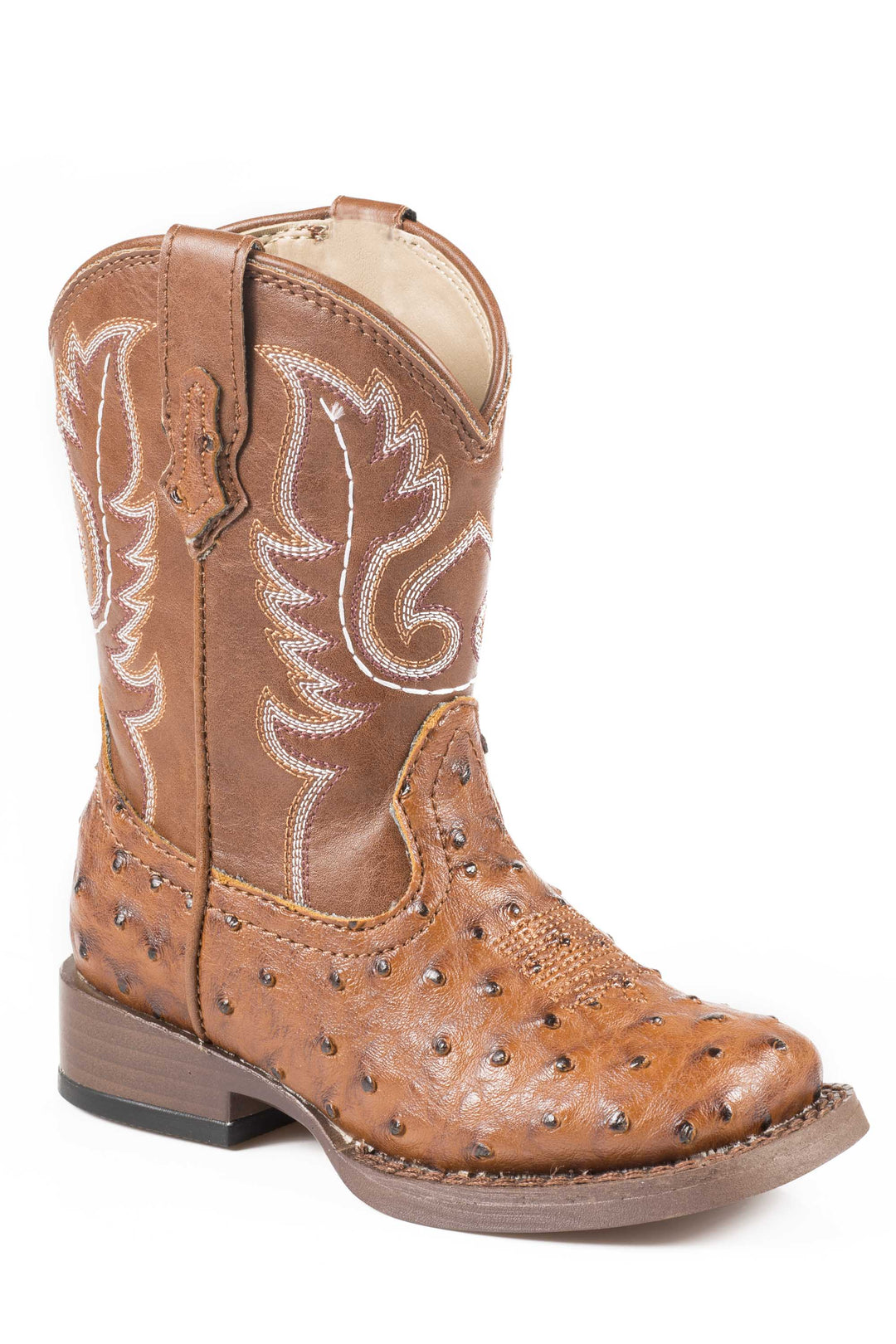 BOYS TODDLER TAN FAUX LEATHER OSTRICH PRINT