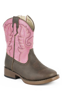 GIRLS TODDLER BROWN AND PINK FAUX LEATHER