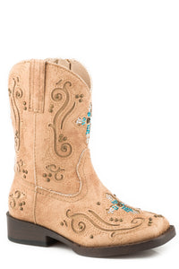 GIRLS TODDLER TAN WITH TURQUOISE CRISTAL UNDERLAY