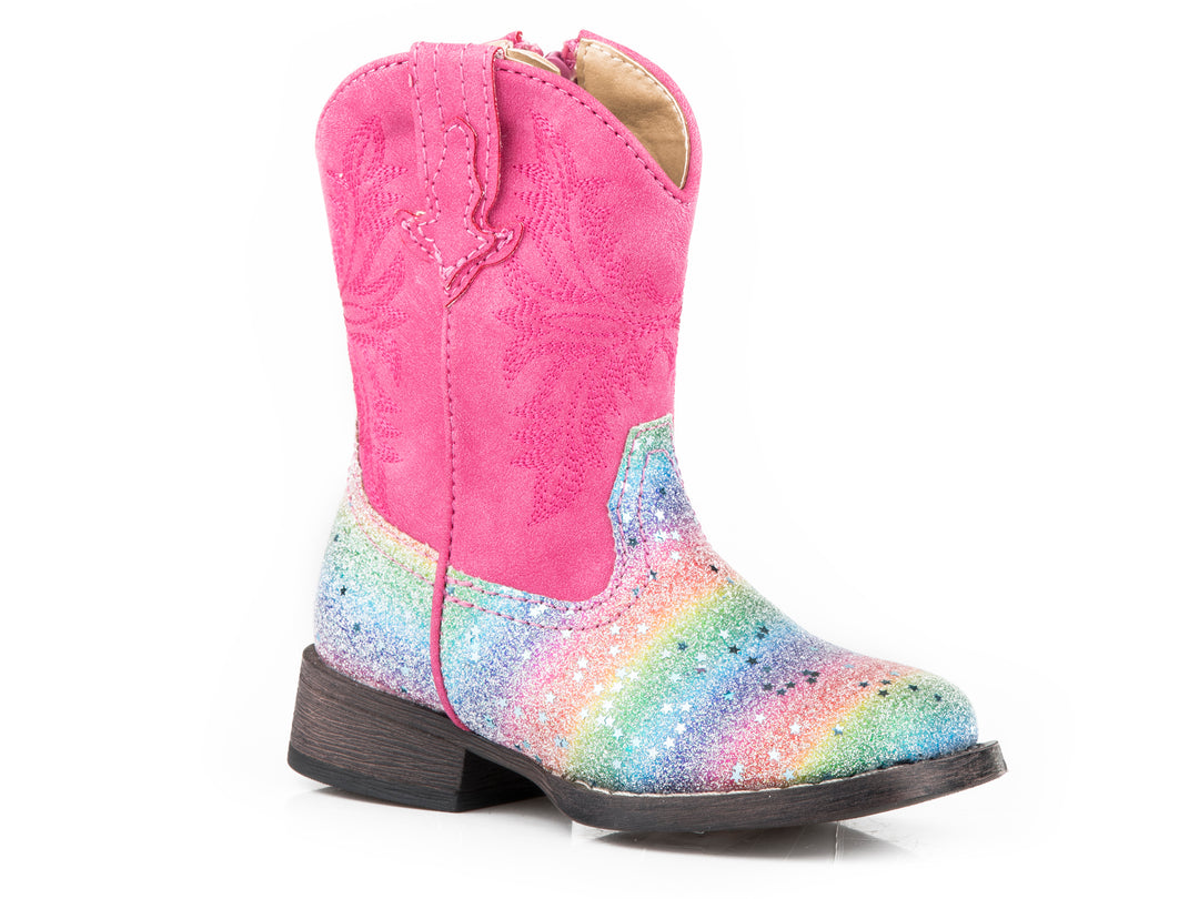 GIRLS TODDLER MULTI RAINBOW GLITTER VAMP